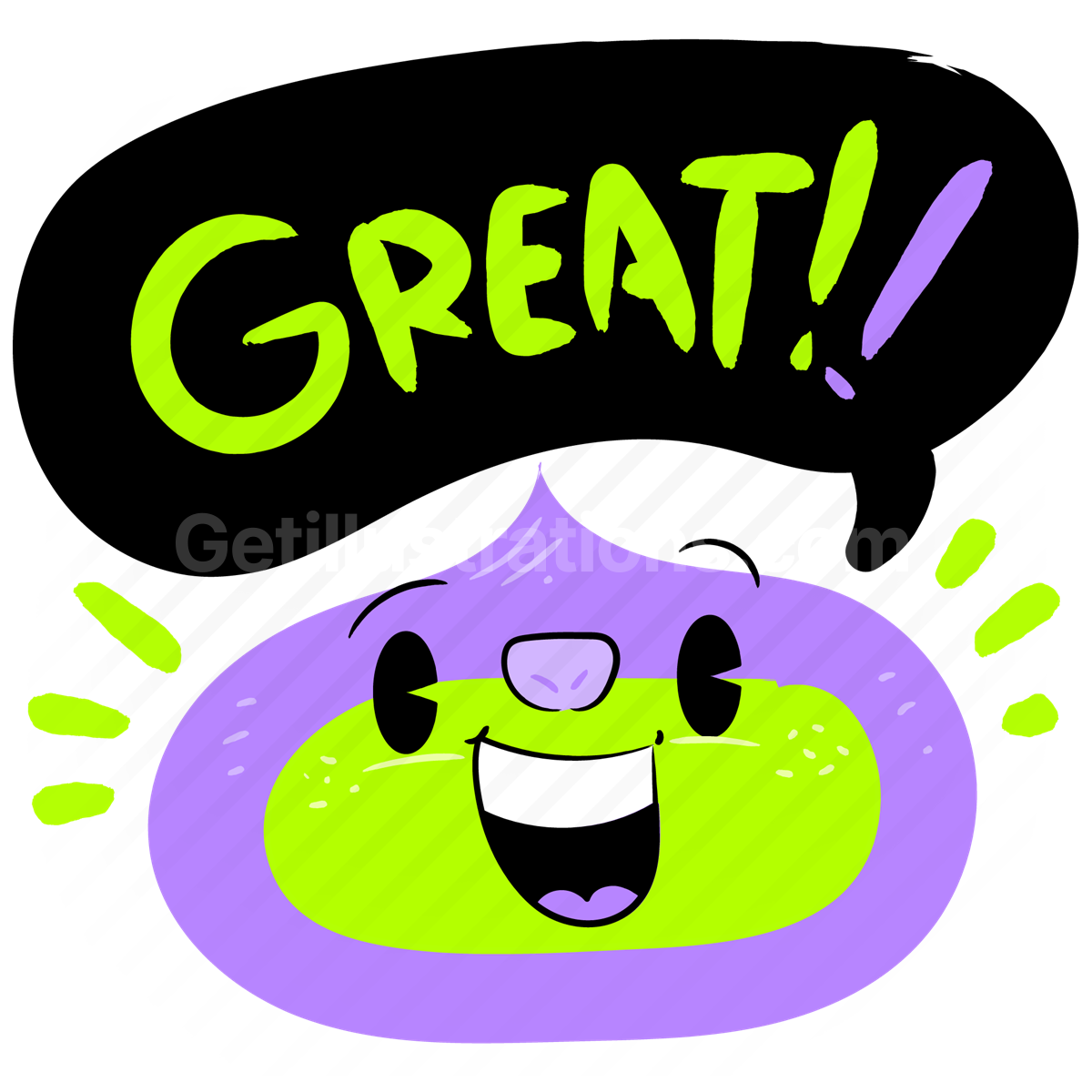 sticker, face, character, smiley, great, greeting, positive, smile